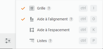 Draft.io - Menu de paramètres d'utilisation