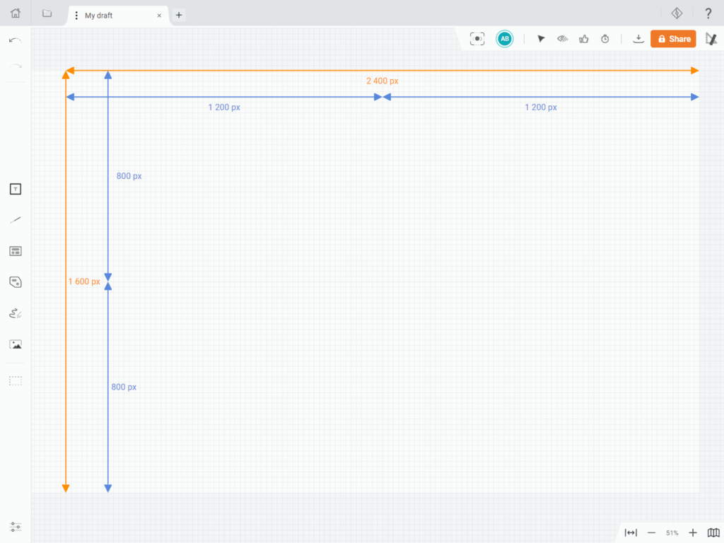 Draft.io - Size of active sheets