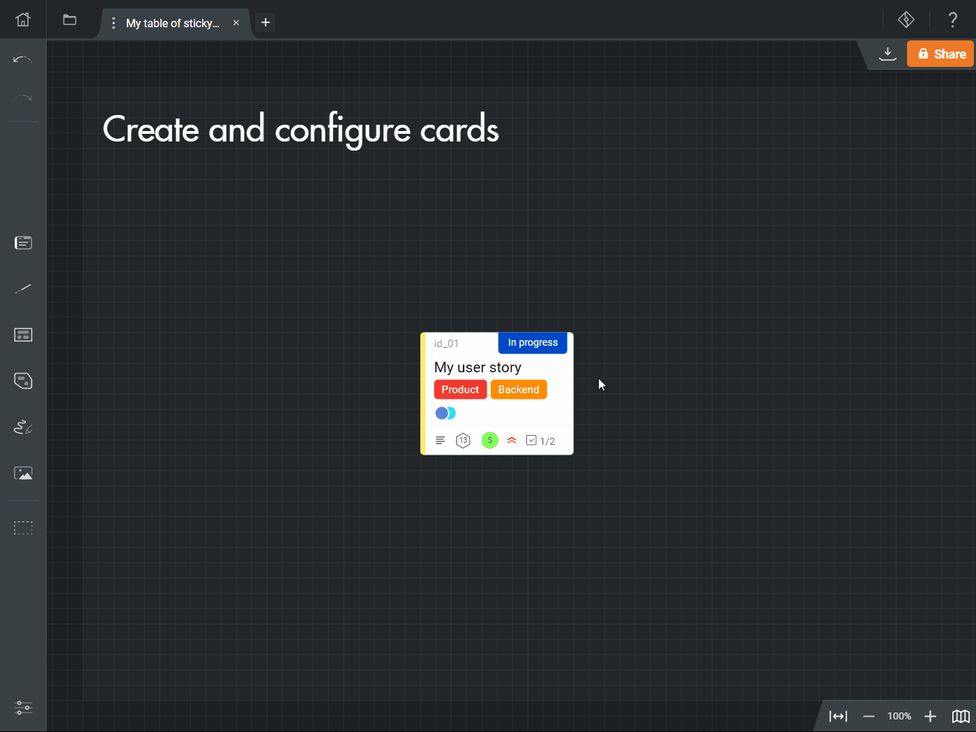 Draft.io - How to configure a card