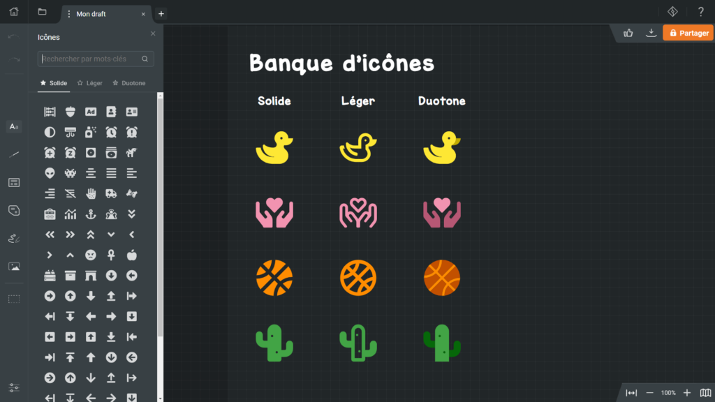 Draft.io - Banque d'icônes