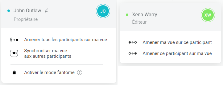 Draft.io - Panneau des participants