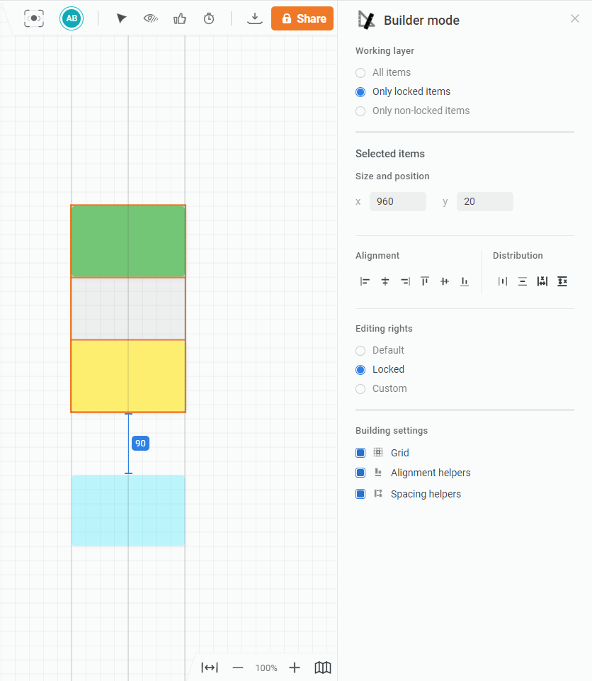 Draft.io - Builder mode panel