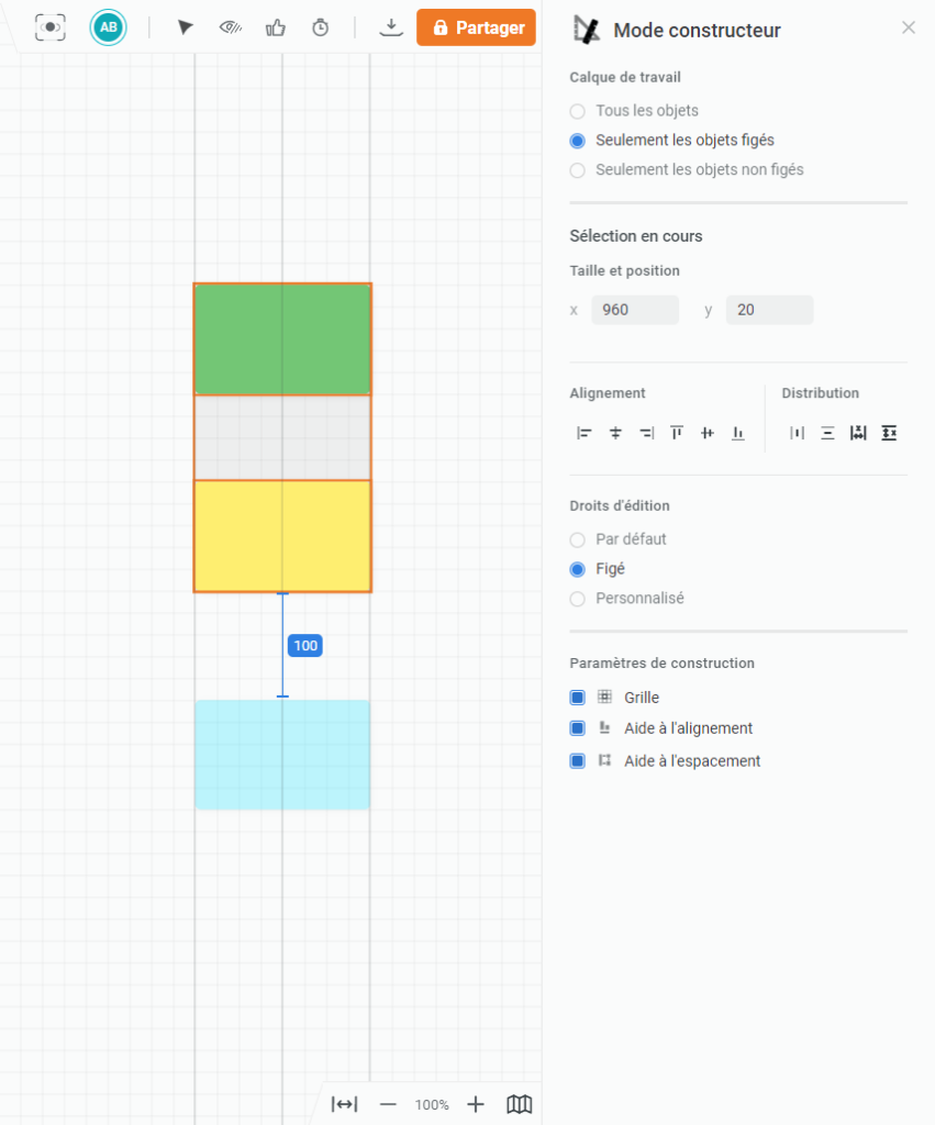 Draft.io - Panneau du mode constructeur