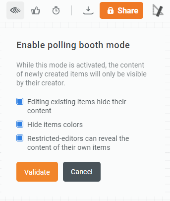Draft.io - Polling booth mode setting panel