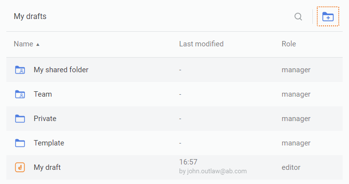 Draft.io - Help center - Create a folder