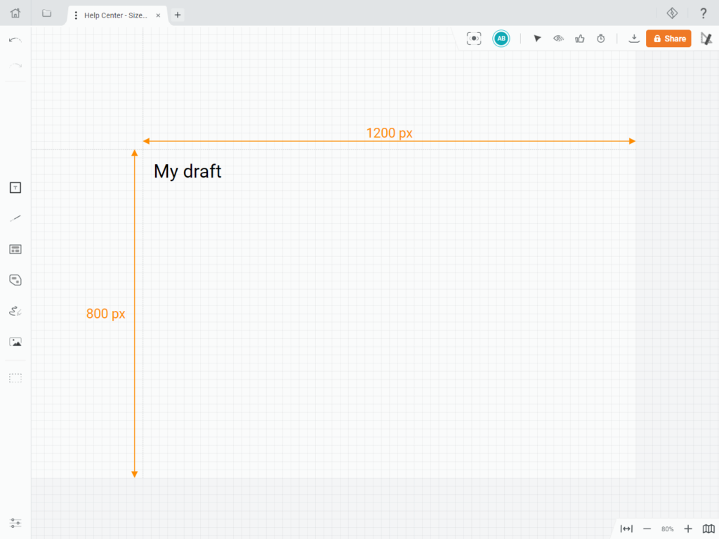 Draft.io - Help center - Size of active sheet