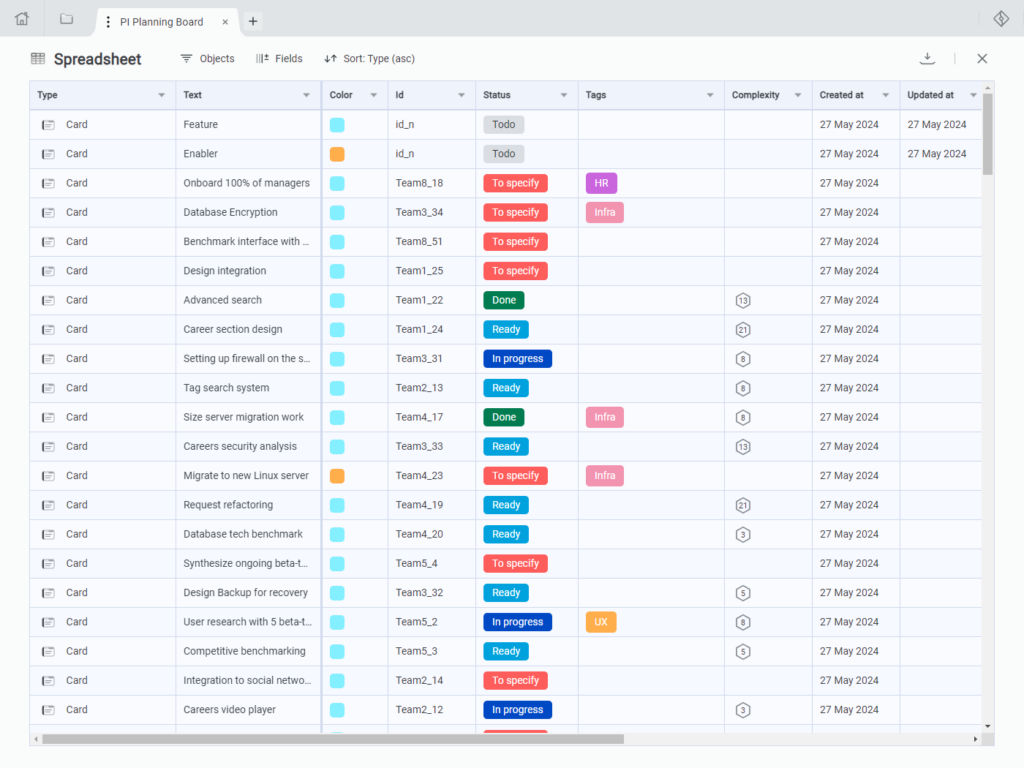 Draft.io - Spreadsheet View